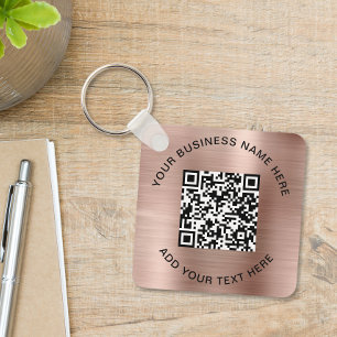QR-Code oder Logo-Werbeaktion Rose Gold Schlüsselanhänger