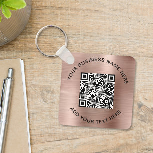 QR-Code oder Logo-Werbeaktion Rose Gold Schlüsselanhänger