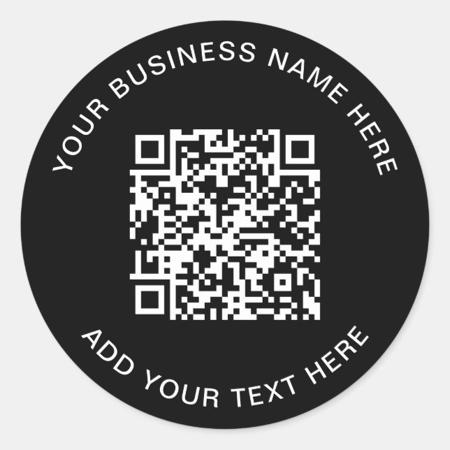 QR-Code oder Logo-Werbefläche Schwarz Runder Aufkleber (Vorderseite)