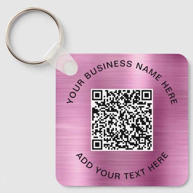 QR-Code oder Logo-Werbepinke Schlüsselanhänger (Vorderseite)