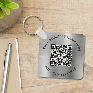 QR-Code oder Logo-Werbesilber Schlüsselanhänger