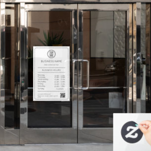 QR-Code Öffnungszeiten Stunden Geschäft Logo Moder Fensteraufkleber