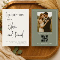 QR-Code Oliven Grün Schrift Foto Hochzeit