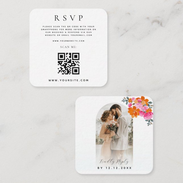 QR-Code Online-Hochzeit RSVP Begleitkarte (Vorne/Hinten)
