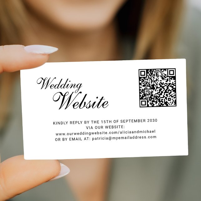 QR code online RSVP classic script website wedding Begleitkarte (Von Creator hochgeladen)