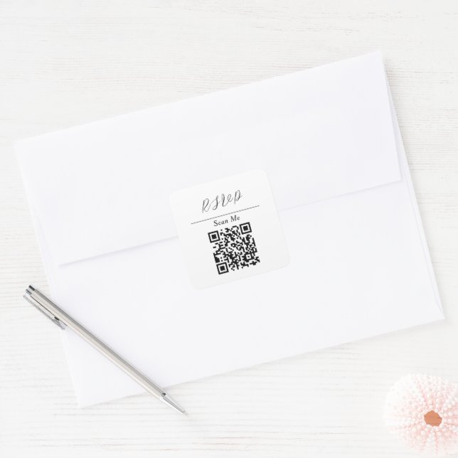 QR-Code Online RSVP Quadratischer Aufkleber (Umschlag)