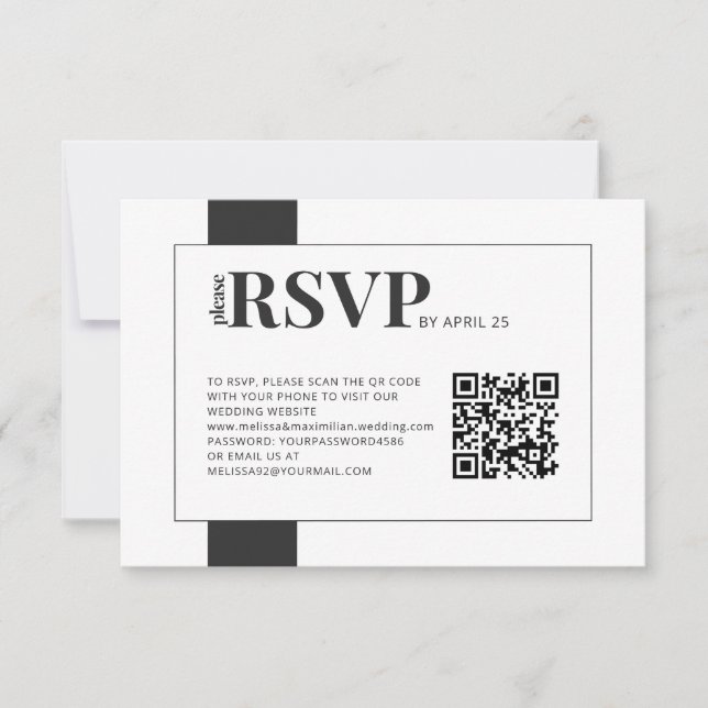 QR-Code Online-UAWG fett minimale Hochzeit RSVP Karte (Vorderseite)