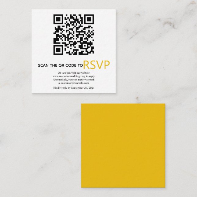 QR-Code online UAWG moderne gelbe Hochzeit Begleitkarte (Vorne/Hinten)