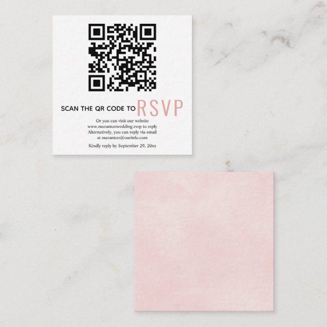 QR-Code online UAWG pink Hochzeitskarte Begleitkarte (Vorne/Hinten)