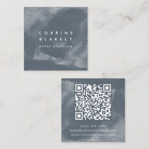QR-Code Online-Website Blue Boho Quadratische Visitenkarte