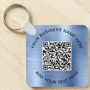 QR Code or Logo Promotional Blue Schlüsselanhänger