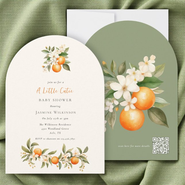 QR-Code Orange Blossom Baby Shower Arch Design Einladung (Von Creator hochgeladen)