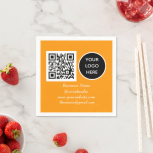 QR Code Orange Business Logo Serviette