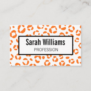 QR-Code Orange Leopard Print Geschäftskarte Visitenkarte