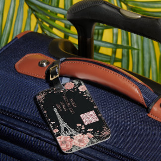 QR-Code Paris Eiffelturm Rosa Shabby Chic Dekor Gepäckanhänger