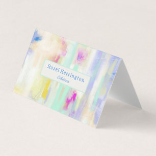 QR Code Pastel Falted Business Card Artistic Visitenkarten