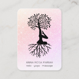 *~* QR-Code Pastel Glitzer Tree of Life Yoga Visitenkarte