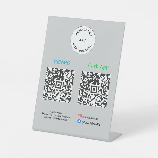 QR Code Payment - Scan to Pay Business Logo Sockelschild (Vorderseite)