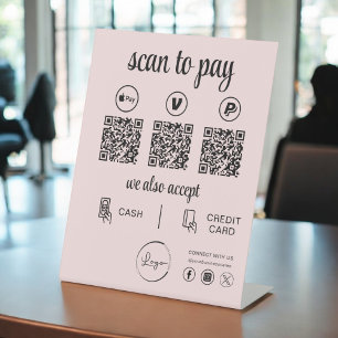 QR Code Payment - Scan to Pay Business Logo Sockelschild