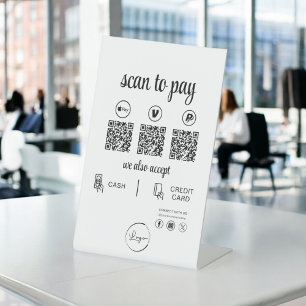 QR Code Payment - Scan to Pay Business Logo Sockelschild