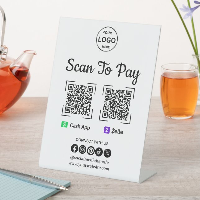 QR Code Payment Scan to Pay Zelle App Logo Logo Sockelschild (In Situ)