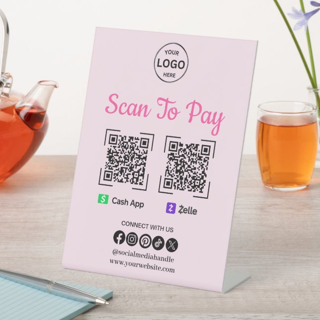 QR Code Payment Scan to Pay Zelle App Logo Logo Sockelschild (In Situ)