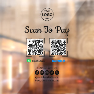 QR Code Payment Scan zur Bezahlung des Venmo Cash  Fensteraufkleber