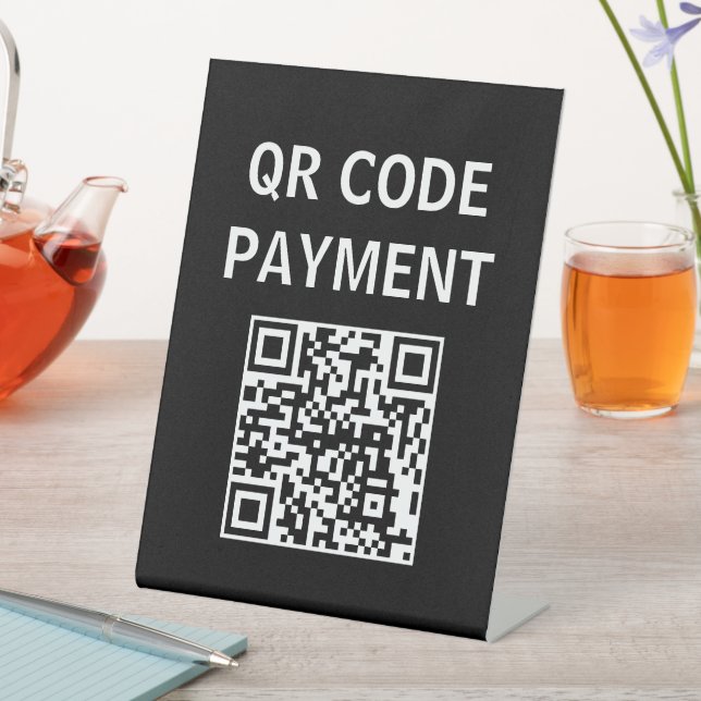 QR Code Payment Sign, Cashless Payment Sockelschild (In Situ)