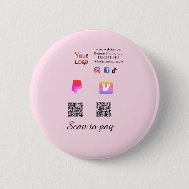 QR-Code PayPal Venmo scannen zahlen hinzufügen Soc Button (Vorderseite)