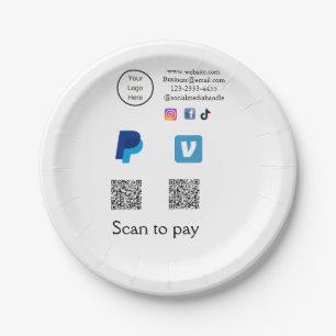 QR-Code PayPal Venmo scannen zahlen hinzufügen Soc Pappteller