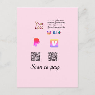 QR-Code PayPal Venmo scannen zahlen hinzufügen Soc Postkarte