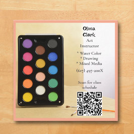 QR Code Peach Artist Tutor Educator Art teacher Quadratische Visitenkarte