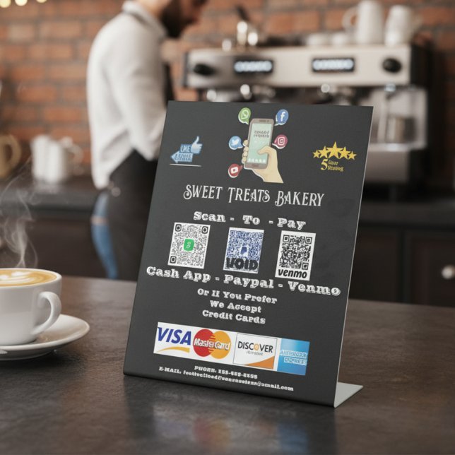 QR-Code-Pedestzeichen "Scan to Pay" Sockelschild ("Scan To Pay" QR Code Pedestal Sign)