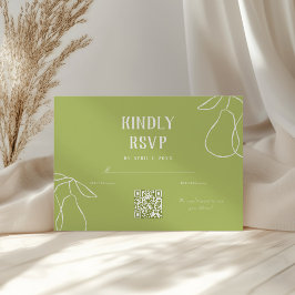 QR Code Perfect Pear Illustration Brautparty RSVP Karte