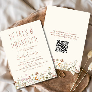 QR Code Petals & Prosecco Brautparty Wildblume Einladung