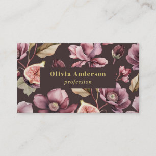 QR-Code Pflaume Dunkle Blume Femininer Chic Visitenkarte