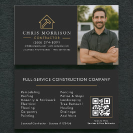 QR Code Photo Building Construction Black Gold Visitenkarte