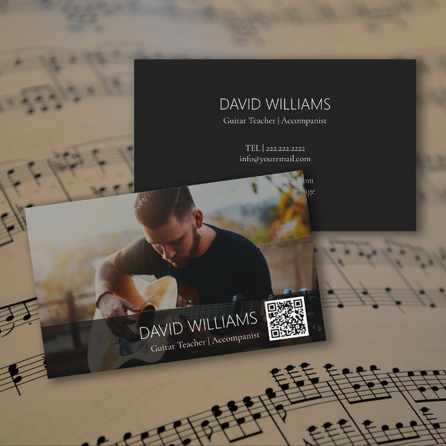 QR Code Photo Music Teacher Singer Songwriter Visitenkarte (QR Code Photo Music Teacher Singer Songwriter Business Card)