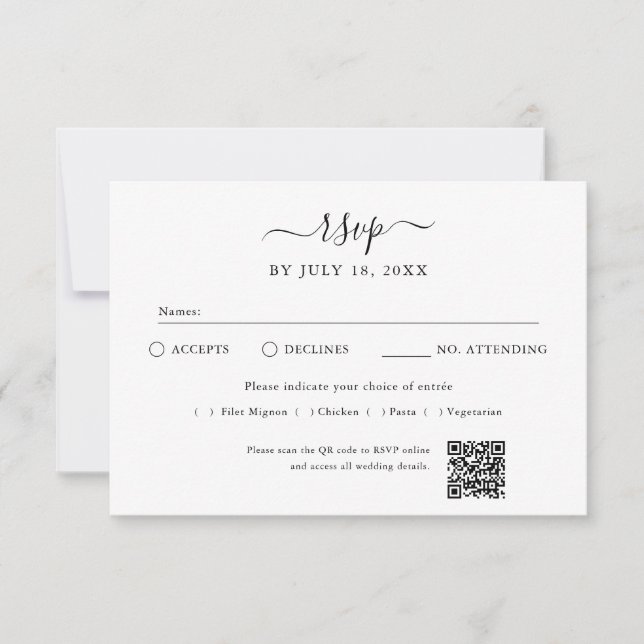 QR Code Photo Off White RSVP Karte (Vorderseite)