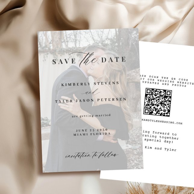 QR CODE photo overlay elegant modern wedding Save The Date (Von Creator hochgeladen)