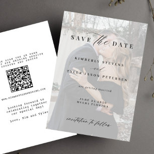 QR CODE photo overlay elegant modern wedding Save The Date