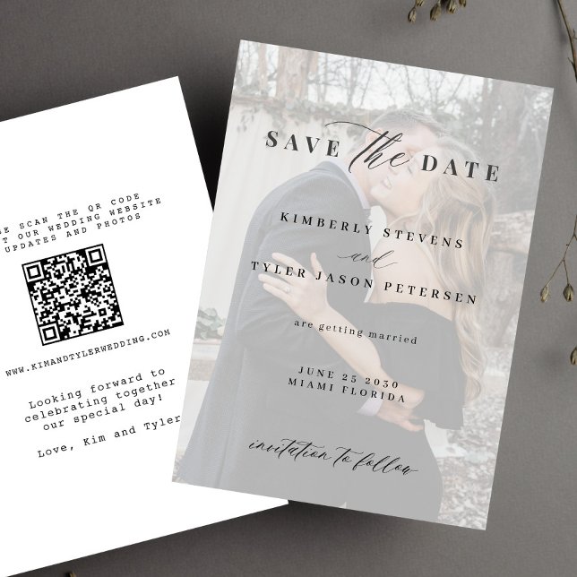 QR CODE photo overlay elegant modern wedding Save The Date (Von Creator hochgeladen)