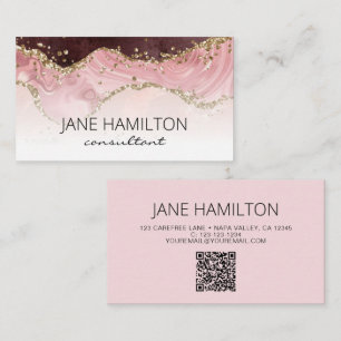 QR-Code Pink Agate Marmor Profil Visitenkarte