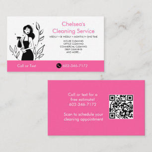 QR-Code Pink House Cleaning Service Unternehmen Visitenkarte