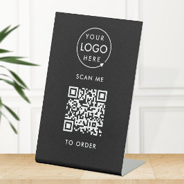 QR Code Place Order | Black Business Logo Sockelschild