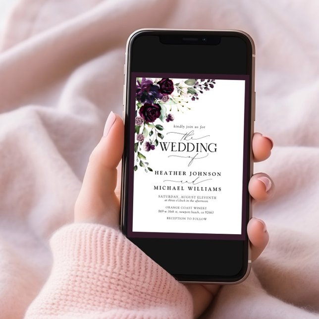 QR-Code Plakat Lila Blumenwasser-Farbskript Einladung (Von Creator hochgeladen)