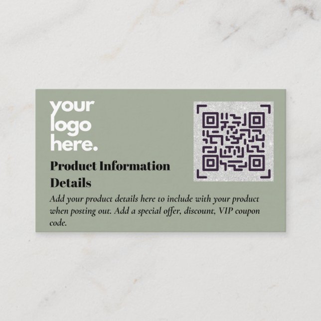 QR Code Produktverpackung Garantiedetails Coupon Begleitkarte (Vorderseite)