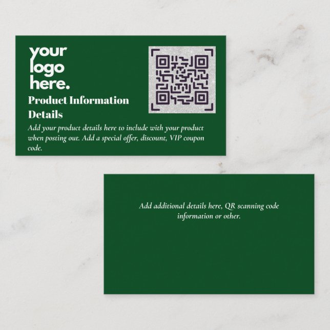 QR Code Produktverpackung Garantiedetails Coupon Begleitkarte (Vorne/Hinten)