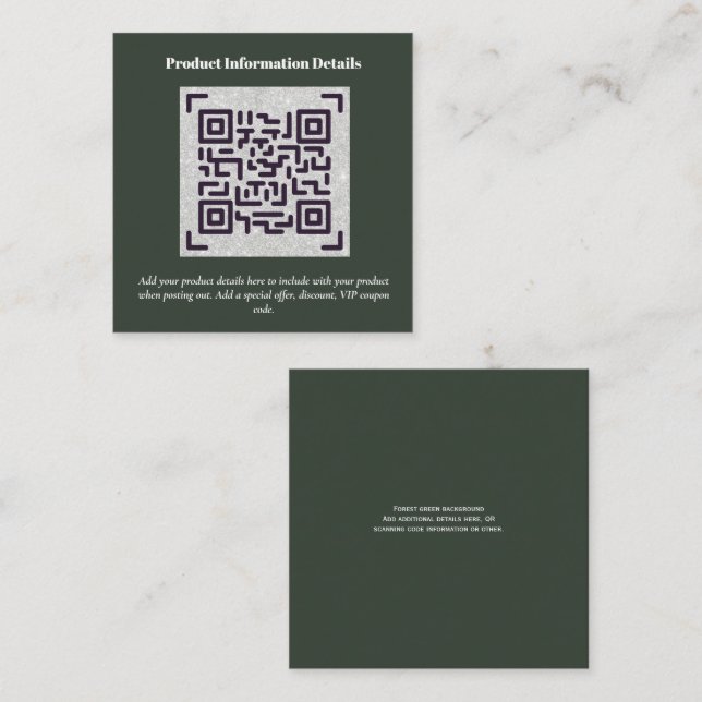 QR Code Produktverpackung Garantiedetails Coupon Begleitkarte (Vorne/Hinten)