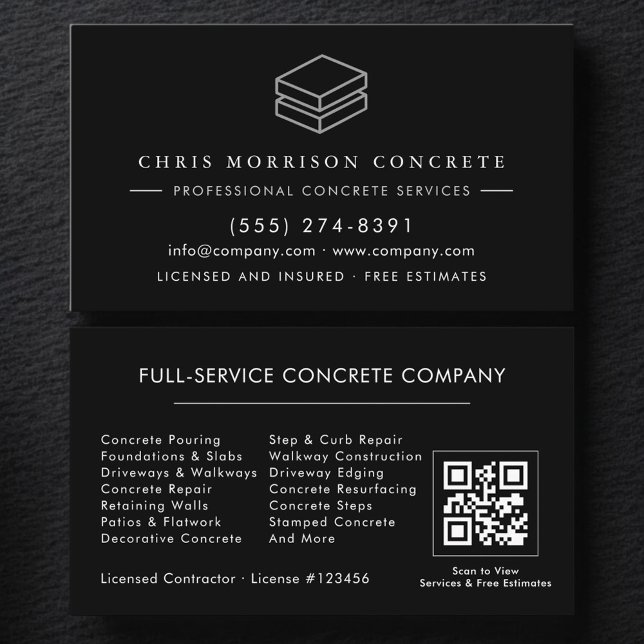 QR Code Professional Concrete Cement Contractor Visitenkarte (Von Creator hochgeladen)